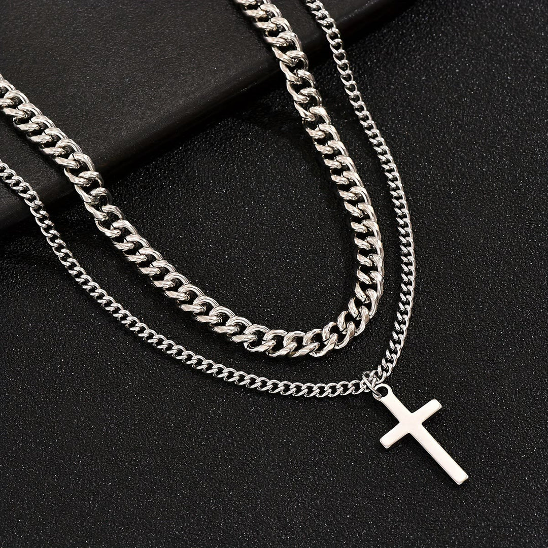 Christianartworkshop Halskette mit mehrlagigem Panzerketten-Kreuzanhänger: Symbol für unerschütterlichen himmlischen Schutz - image 3