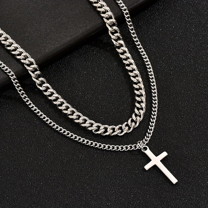 Christianartworkshop Halskette mit mehrlagigem Panzerketten-Kreuzanhänger: Symbol für unerschütterlichen himmlischen Schutz - image 3