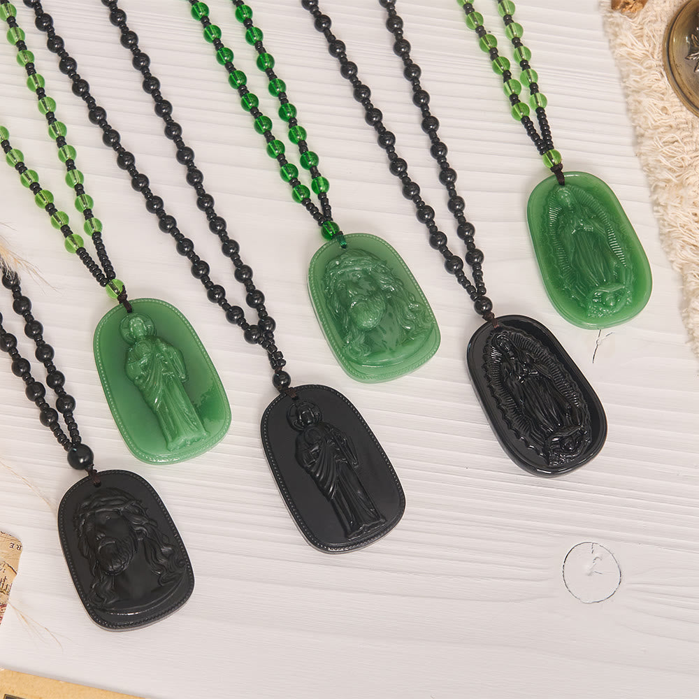 Christianartworkshop Perlenkette mit Reliefdarstellung eines Heiligenbildes: Symbol göttlichen Trostes für die tägliche Andacht - image 1