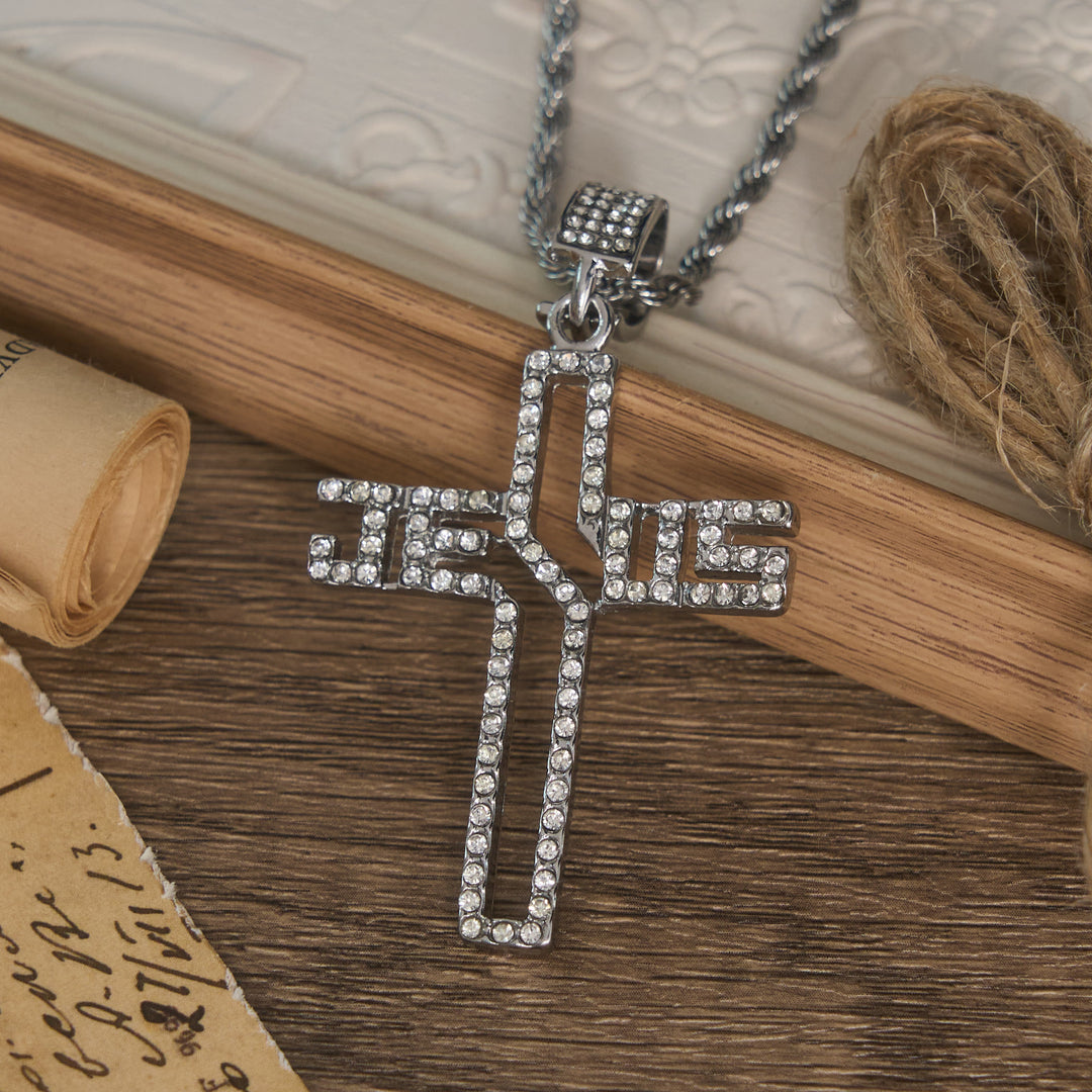 Christianartworkshop Halskette mit hohlem Jesuskreuz und eingelegten Steinen: Symbol des unerschütterlichen Glaubens - image 5