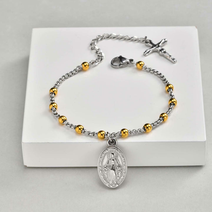 Christianartworkshop Armband mit strukturierter Perlenkette und Medaille: Symbol für anhaltende innere Stärke - image 25