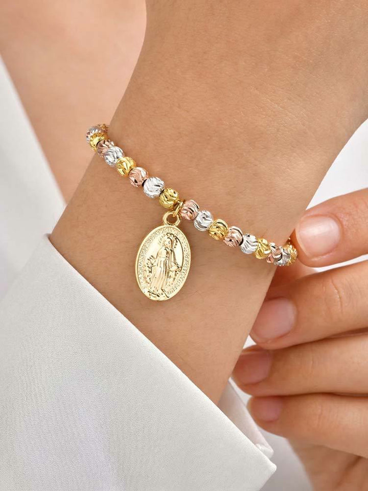 Christianartworkshop Armband mit strukturierter Perlenkette und Medaille: Symbol für anhaltende innere Stärke - Wundermedaille & Kreuz – Mehrfarbig - image 41