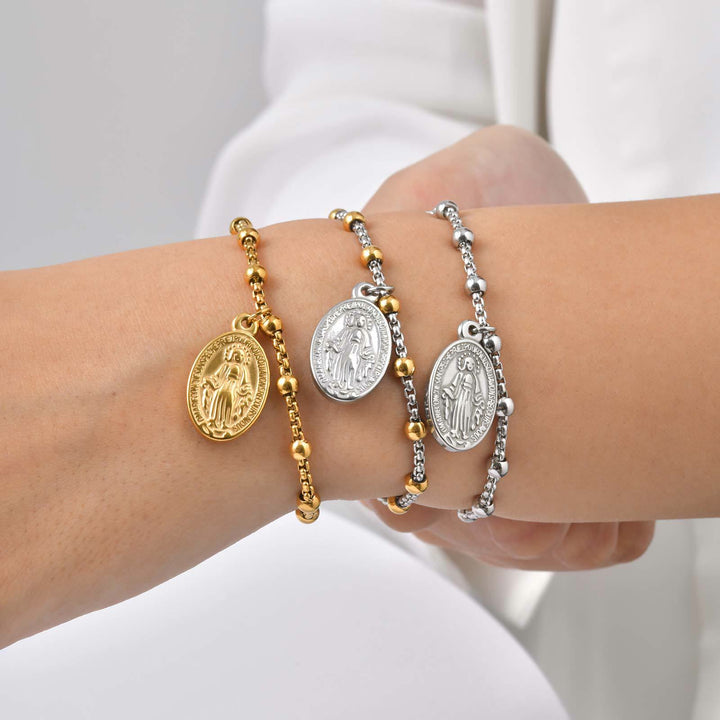 Christianartworkshop Armband mit strukturierter Perlenkette und Medaille: Symbol für anhaltende innere Stärke - image 35