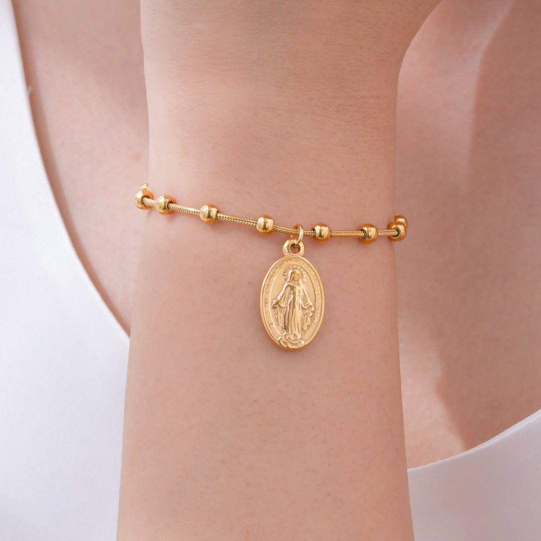 Christianartworkshop Armband mit strukturierter Perlenkette und Medaille: Symbol für anhaltende innere Stärke - image 16