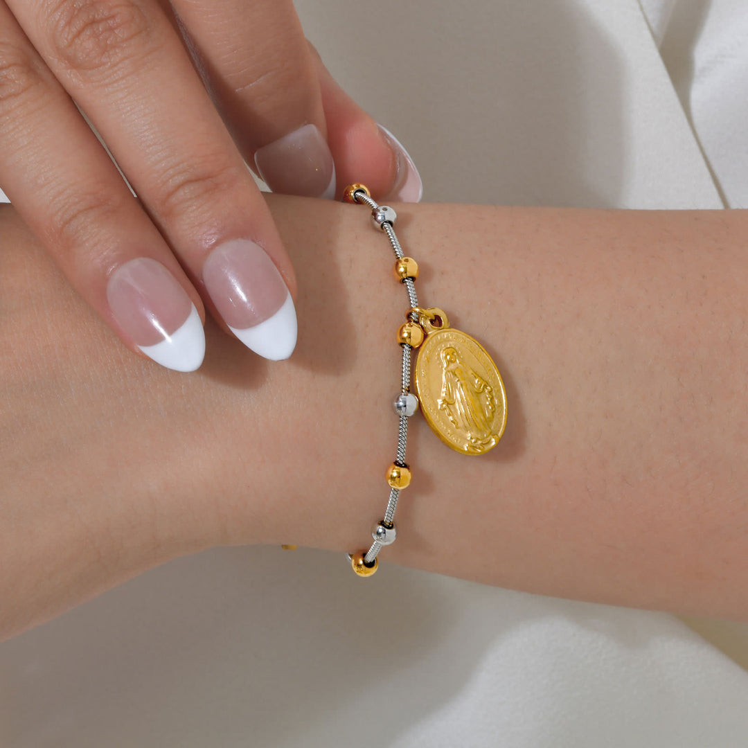 Christianartworkshop Armband mit strukturierter Perlenkette und Medaille: Symbol für anhaltende innere Stärke - image 21