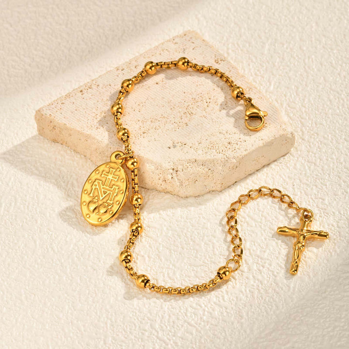 Christianartworkshop Armband mit strukturierter Perlenkette und Medaille: Symbol für anhaltende innere Stärke - image 40