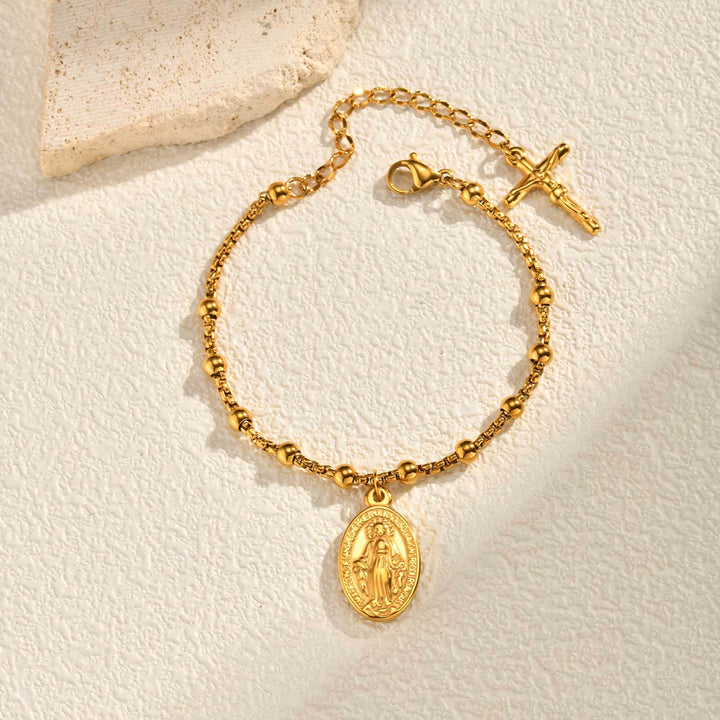 Christianartworkshop Armband mit strukturierter Perlenkette und Medaille: Symbol für anhaltende innere Stärke - image 23