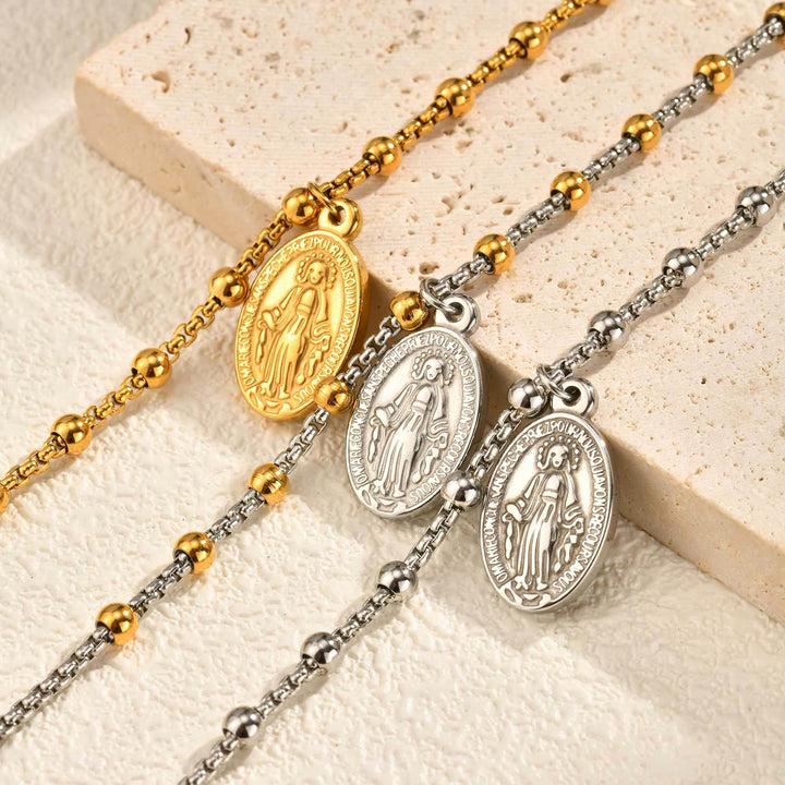 Christianartworkshop Armband mit strukturierter Perlenkette und Medaille: Symbol für anhaltende innere Stärke - image 36