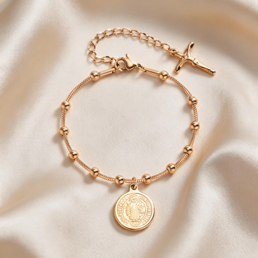 Christianartworkshop Armband mit strukturierter Perlenkette und Medaille: Symbol für anhaltende innere Stärke - image 34