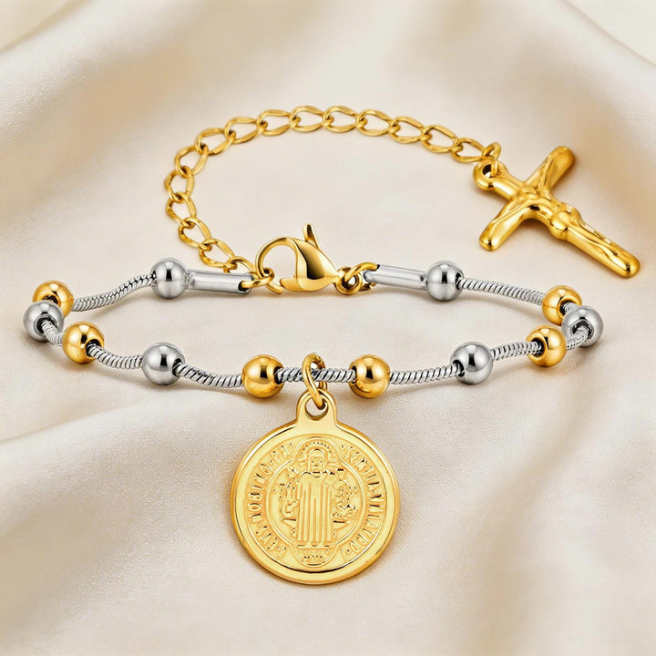 Christianartworkshop Armband mit strukturierter Perlenkette und Medaille: Symbol für anhaltende innere Stärke - image 30