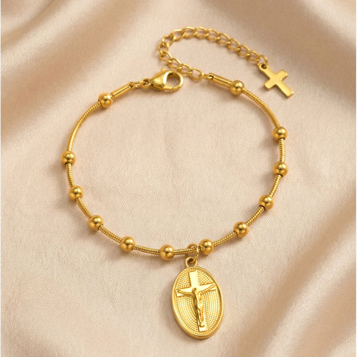 Christianartworkshop Armband mit strukturierter Perlenkette und Medaille: Symbol für anhaltende innere Stärke - image 8