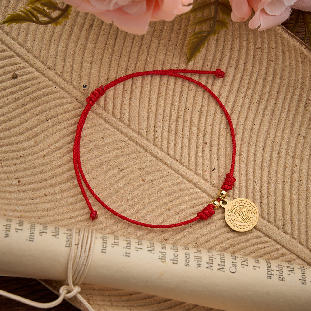 Christianartworkshop Gewebtes Armband mit geprägter Medaille: Ein tragbares Andenken an zeitlose himmlische Gnade - image 4