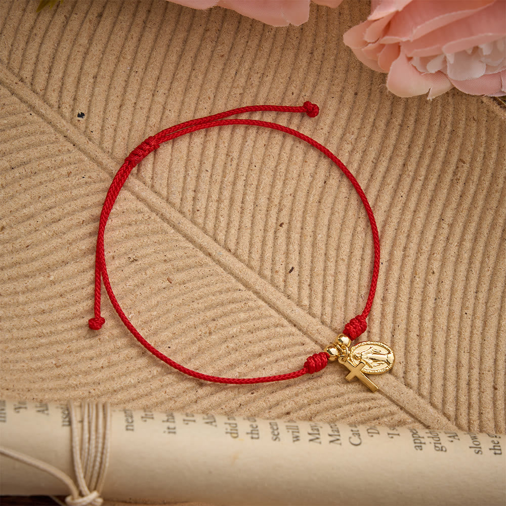 Christianartworkshop Gewebtes Armband mit geprägter Medaille: Ein tragbares Andenken an zeitlose himmlische Gnade - image 2