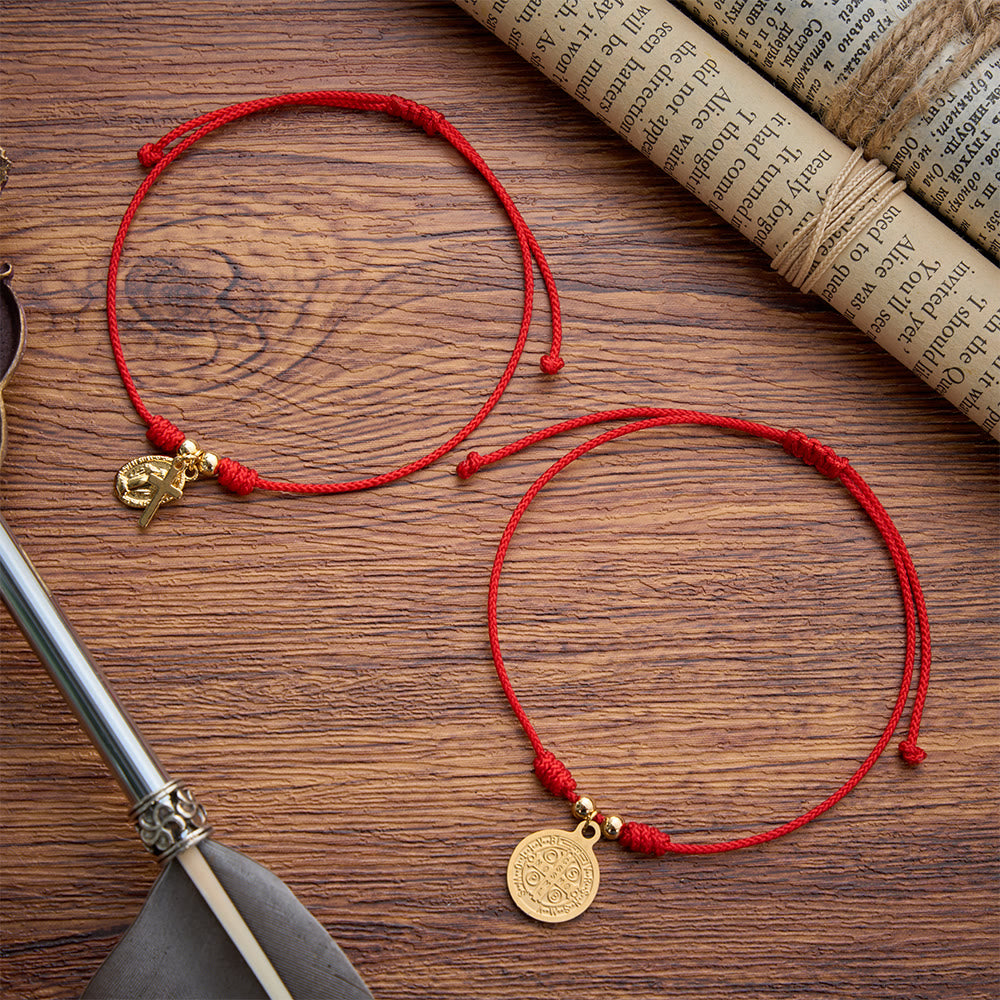 Christianartworkshop Gewebtes Armband mit geprägter Medaille: Ein tragbares Andenken an zeitlose himmlische Gnade - image 1
