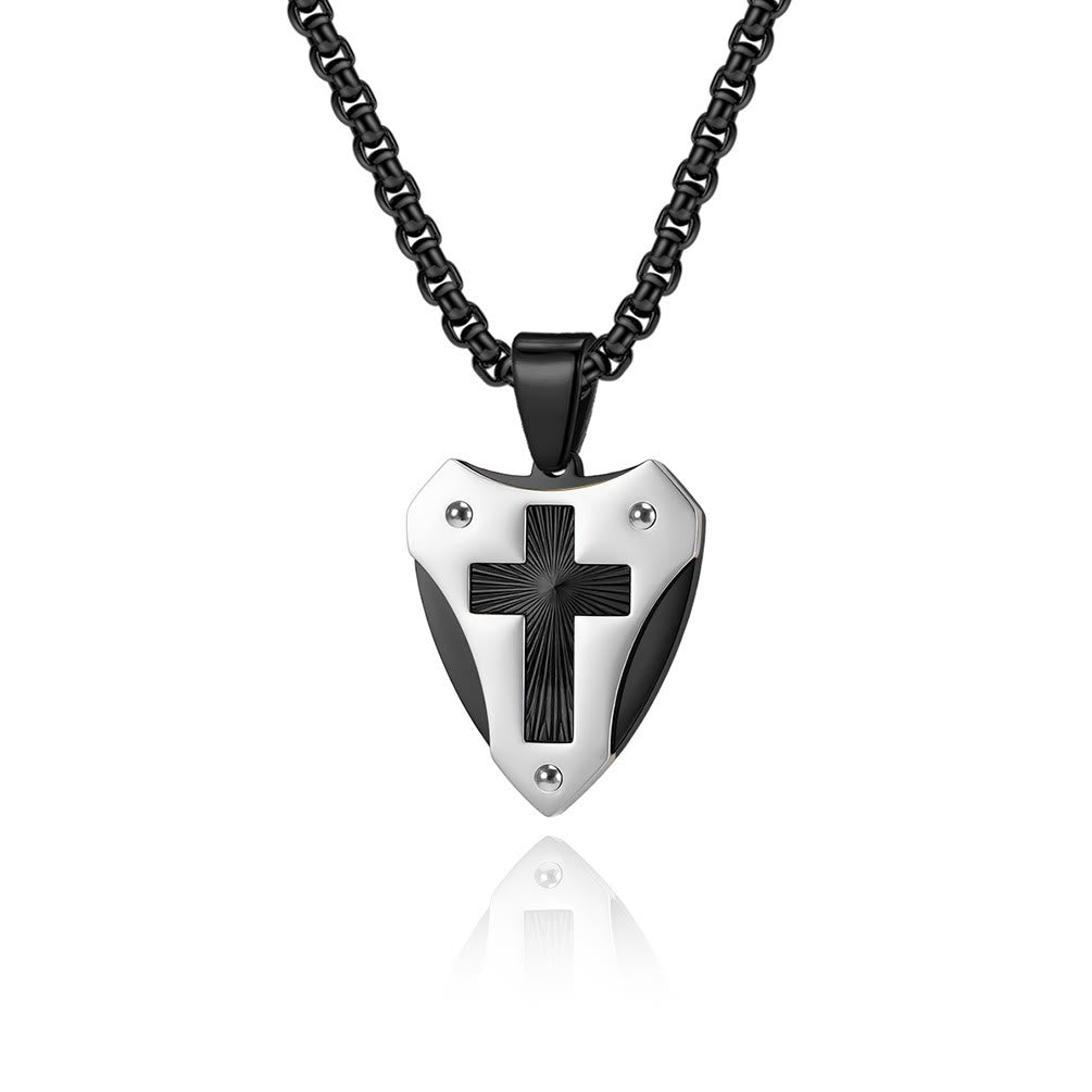 Christianartworkshop Robuste, schildförmige Kreuzkette aus Titanstahl: Symbol unerschütterlicher spiritueller Stärke - image 5