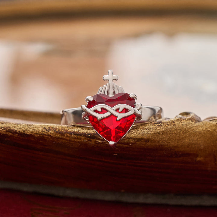 Christianartworkshop Offener Ring mit geformtem Heiligen Herzen: Symbol für zärtlichen himmlischen Schutz - Sacred Heart D (Geeignet für US-Größen 6–9) - image 5