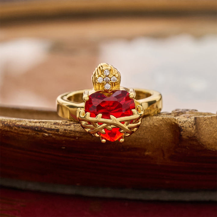 Christianartworkshop Offener Ring mit geformtem Heiligen Herzen: Symbol für zärtlichen himmlischen Schutz - Sacred Heart J (Geeignet für US-Größen 6–9) - image 17