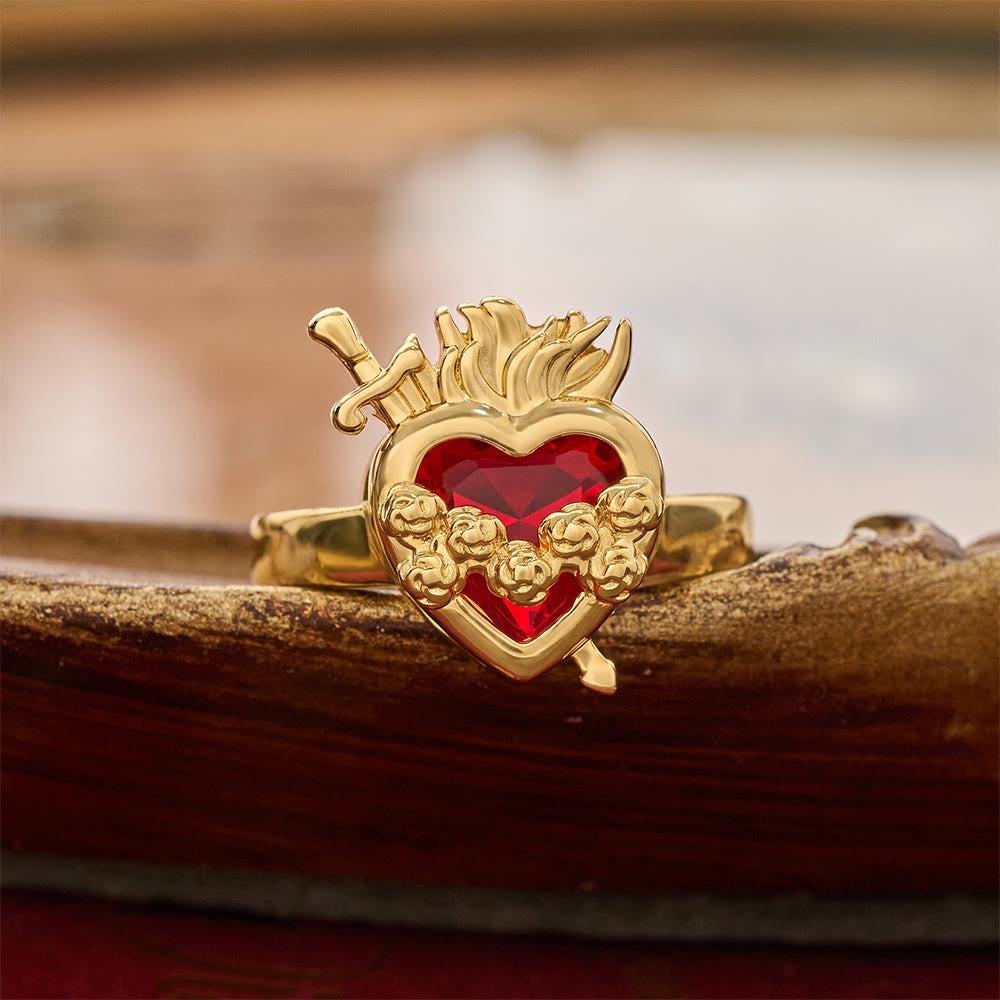 Christianartworkshop Offener Ring mit geformtem Heiligen Herzen: Symbol für zärtlichen himmlischen Schutz - Sacred Heart I (Geeignet für US-Größen 6–9) - image 15