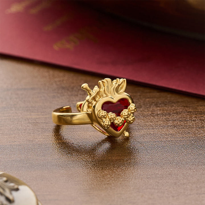 Christianartworkshop Offener Ring mit geformtem Heiligen Herzen: Symbol für zärtlichen himmlischen Schutz - image 16