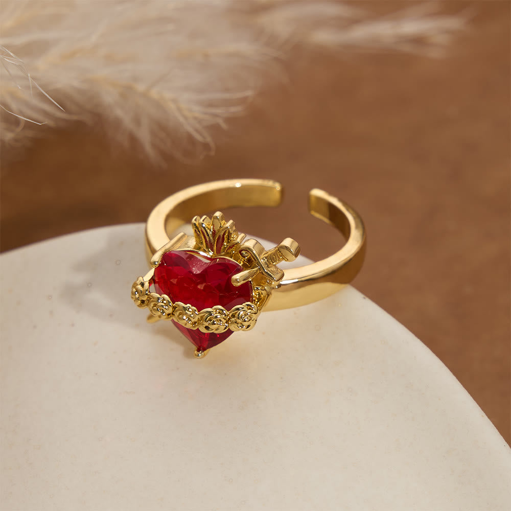 Christianartworkshop Offener Ring mit geformtem Heiligen Herzen: Symbol für zärtlichen himmlischen Schutz - image 8