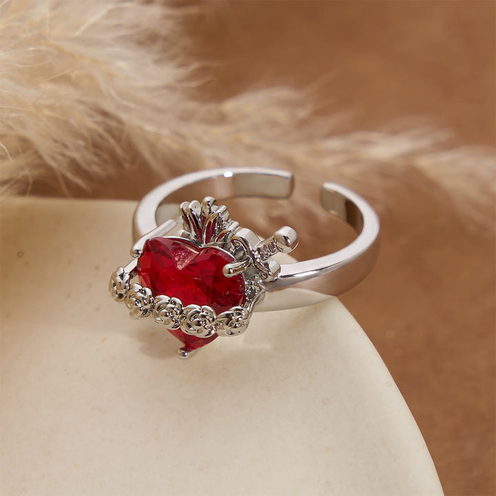 Christianartworkshop Offener Ring mit geformtem Heiligen Herzen: Symbol für zärtlichen himmlischen Schutz - image 10