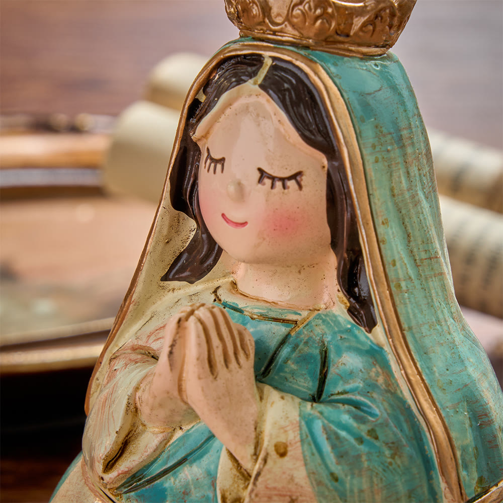 Christianartworkshop 2er-Pack verspielte Aufbewahrungsboxen für Rosenkränze mit Figuren des Heiligen Herzens, Jesus und Jungfrau Maria, dekorative Aufbewahrungsboxen für religiöse Statuen - image 5