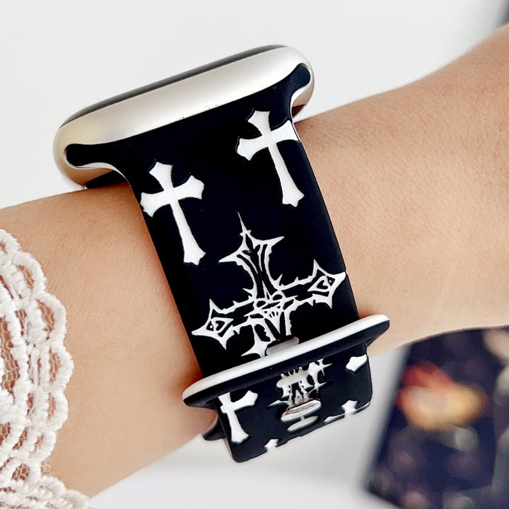 Christianartworkshop Silikon-Uhrenarmband im gotischen Stil mit mehreren Kreuzen (Uhr nicht enthalten): Talisman zeitloser himmlischer Anmut - image 14