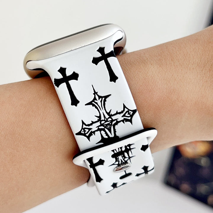 Christianartworkshop Silikon-Uhrenarmband im gotischen Stil mit mehreren Kreuzen (Uhr nicht enthalten): Talisman zeitloser himmlischer Anmut - image 6