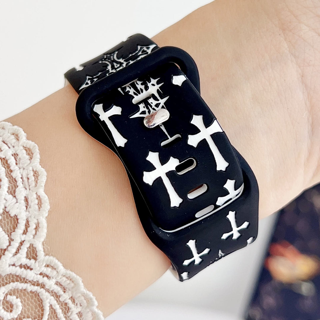 Christianartworkshop Silikon-Uhrenarmband im gotischen Stil mit mehreren Kreuzen (Uhr nicht enthalten): Talisman zeitloser himmlischer Anmut - image 15