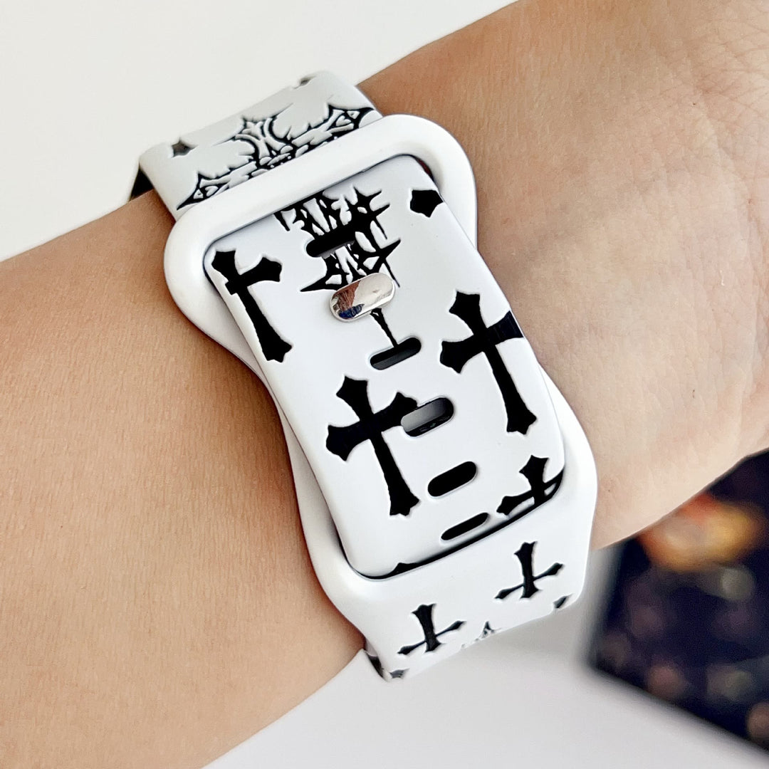 Christianartworkshop Silikon-Uhrenarmband im gotischen Stil mit mehreren Kreuzen (Uhr nicht enthalten): Talisman zeitloser himmlischer Anmut - image 7
