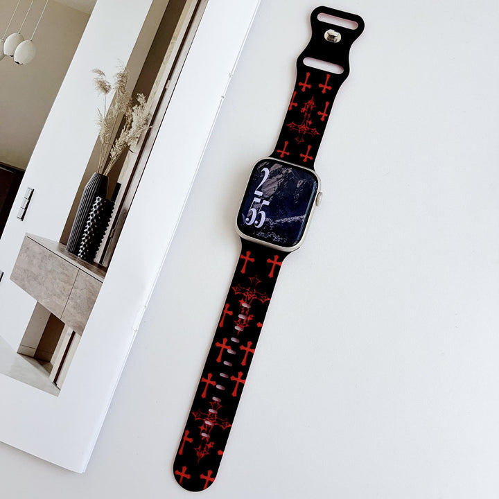 Christianartworkshop Silikon-Uhrenarmband im gotischen Stil mit mehreren Kreuzen (Uhr nicht enthalten): Talisman zeitloser himmlischer Anmut - Rotes Kreuz - image 26