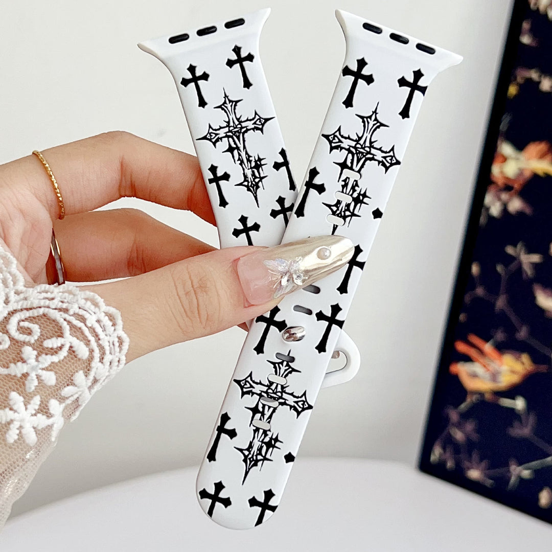 Christianartworkshop Silikon-Uhrenarmband im gotischen Stil mit mehreren Kreuzen (Uhr nicht enthalten): Talisman zeitloser himmlischer Anmut - image 4