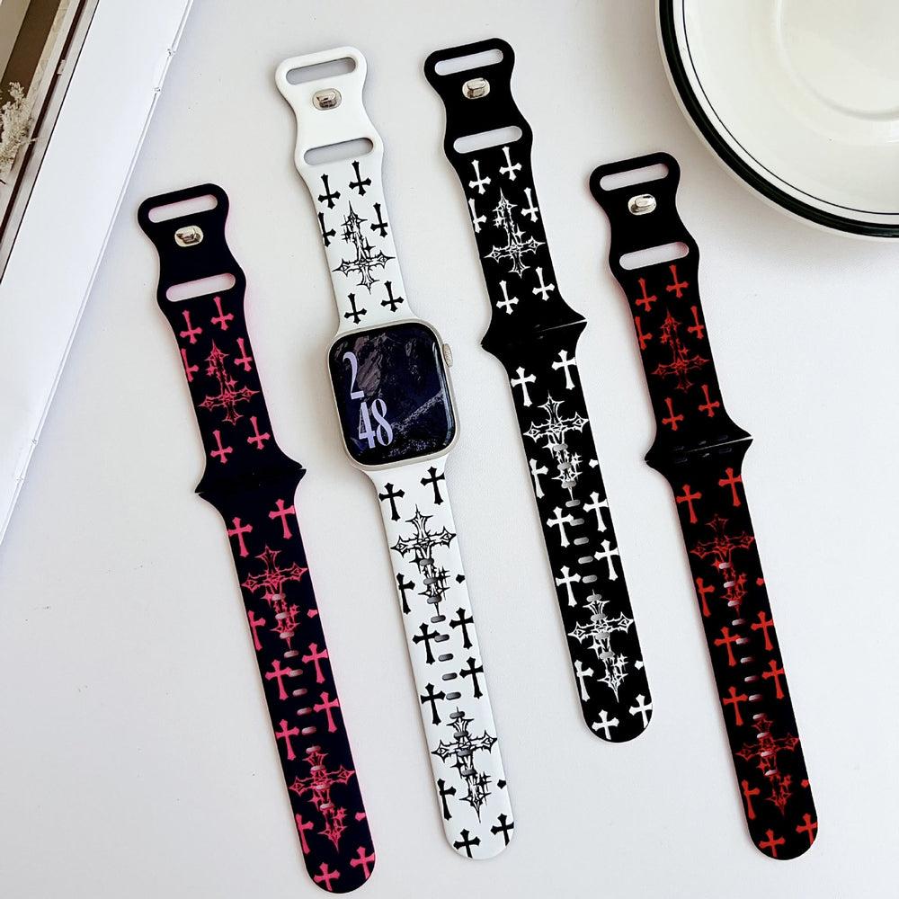 Christianartworkshop Silikon-Uhrenarmband im gotischen Stil mit mehreren Kreuzen (Uhr nicht enthalten): Talisman zeitloser himmlischer Anmut - image 1