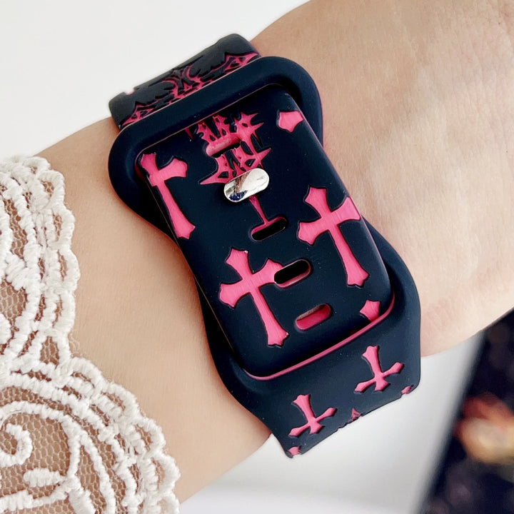 Christianartworkshop Silikon-Uhrenarmband im gotischen Stil mit mehreren Kreuzen (Uhr nicht enthalten): Talisman zeitloser himmlischer Anmut - image 23