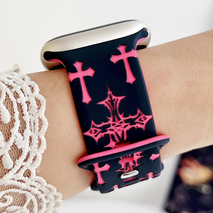 Christianartworkshop Silikon-Uhrenarmband im gotischen Stil mit mehreren Kreuzen (Uhr nicht enthalten): Talisman zeitloser himmlischer Anmut - image 22