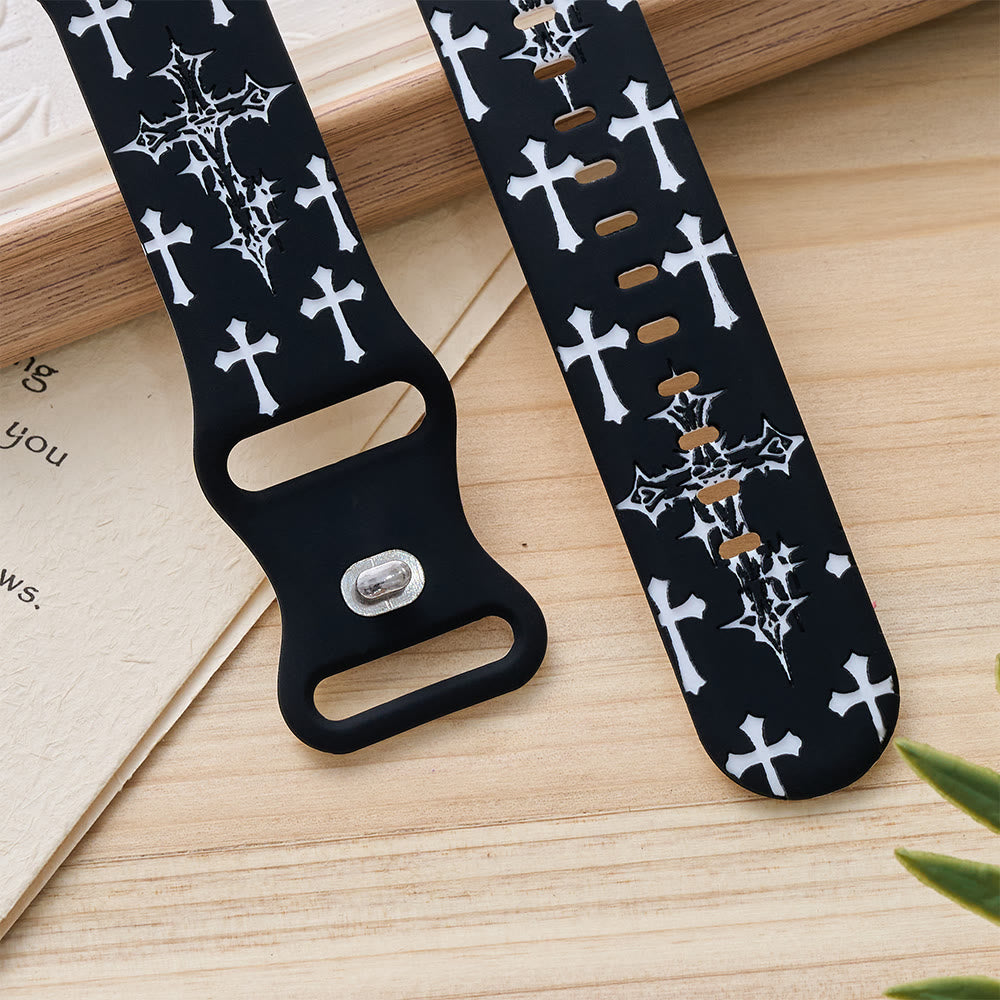 Christianartworkshop Silikon-Uhrenarmband im gotischen Stil mit mehreren Kreuzen (Uhr nicht enthalten): Talisman zeitloser himmlischer Anmut - image 13
