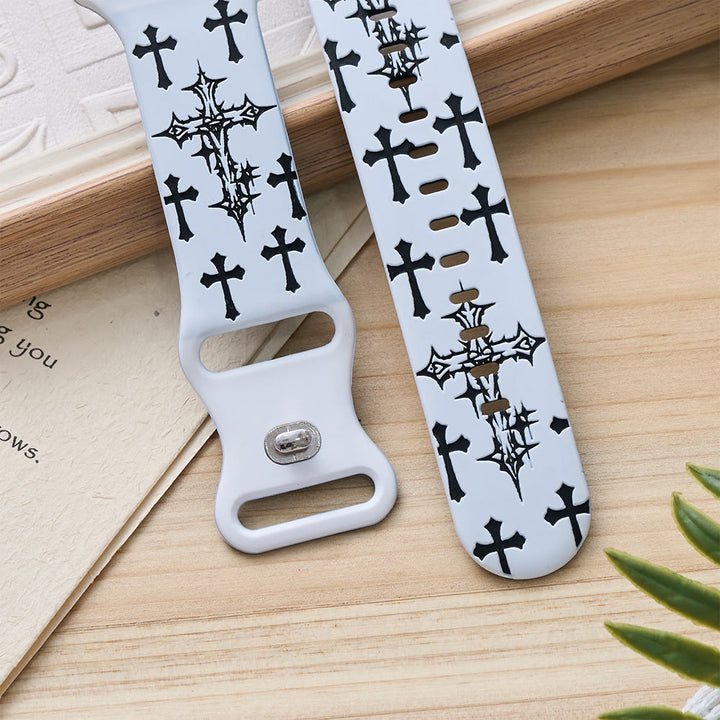 Christianartworkshop Silikon-Uhrenarmband im gotischen Stil mit mehreren Kreuzen (Uhr nicht enthalten): Talisman zeitloser himmlischer Anmut - image 5