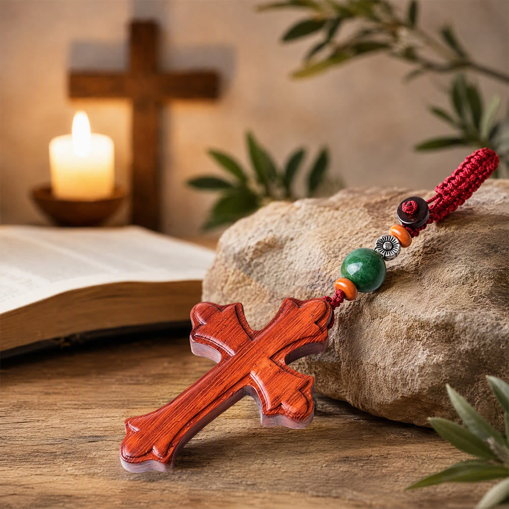 Christianartworkshop Schlüsselanhänger aus massivem, geschnitztem Kreuz aus verschiedenen Stilen: Symbol sanfter spiritueller Stärke - image 7