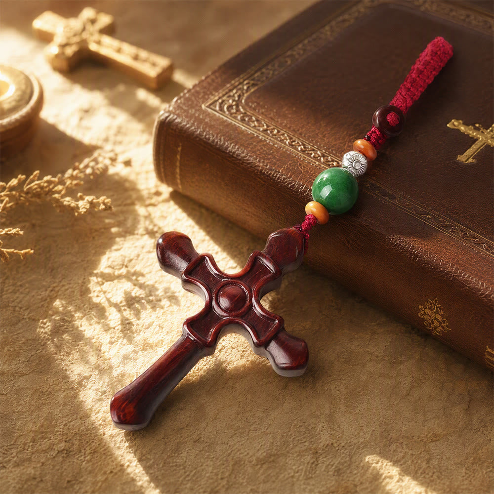 Christianartworkshop Schlüsselanhänger aus massivem, geschnitztem Kreuz aus verschiedenen Stilen: Symbol sanfter spiritueller Stärke - image 5