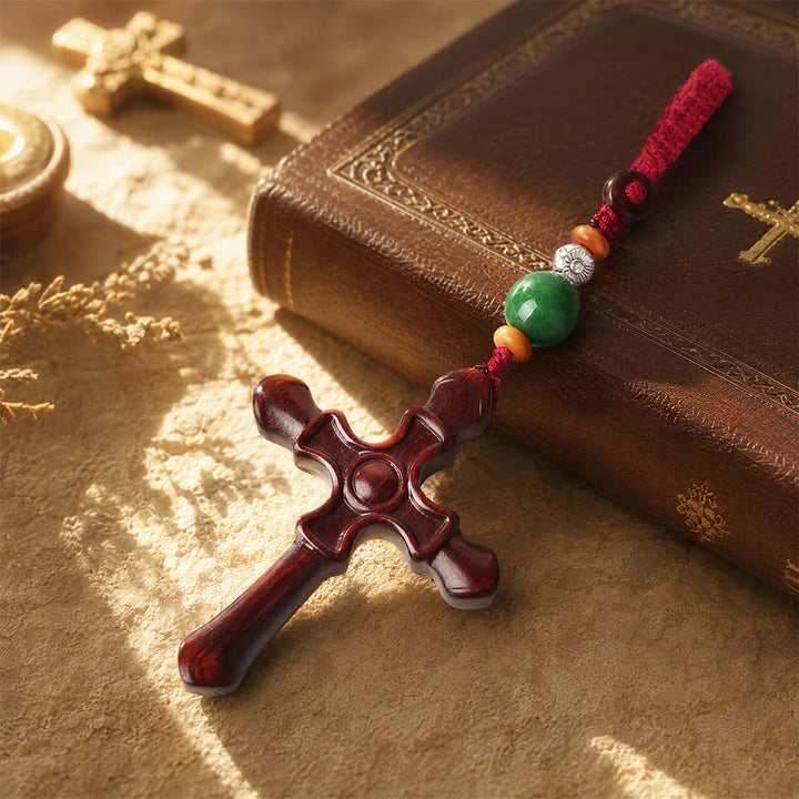 Christianartworkshop Schlüsselanhänger aus massivem, geschnitztem Kreuz aus verschiedenen Stilen: Symbol sanfter spiritueller Stärke - image 5