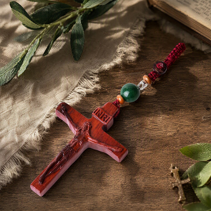 Christianartworkshop Schlüsselanhänger aus massivem, geschnitztem Kreuz aus verschiedenen Stilen: Symbol sanfter spiritueller Stärke - image 3