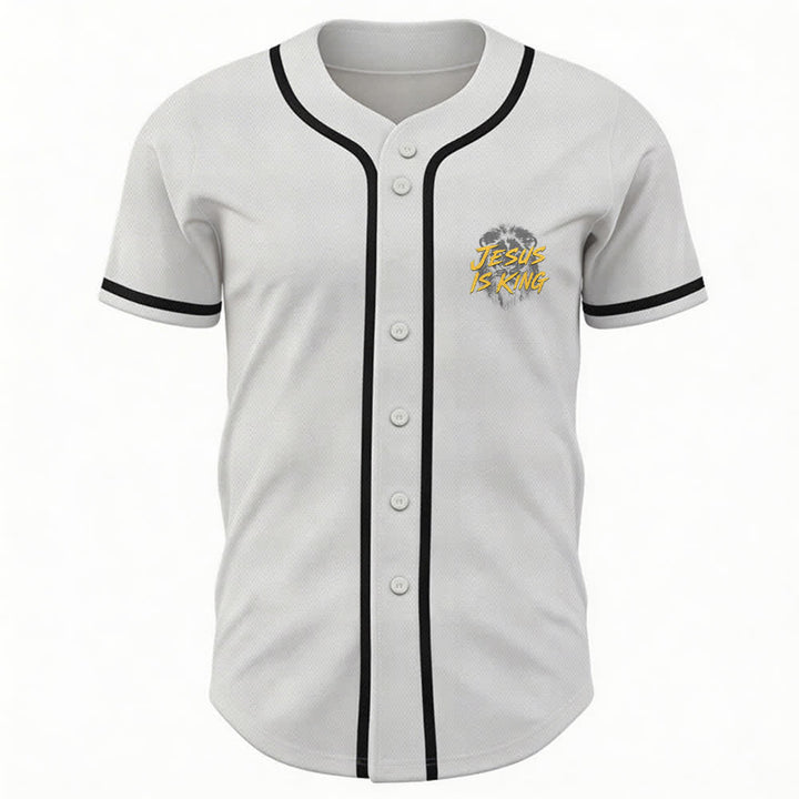 Christianartworkshop Jesus Is King Lion Graphic Baseball Jersey - image 9