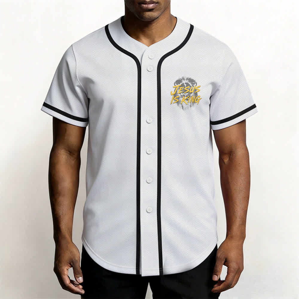 Christianartworkshop Jesus Is King Lion Graphic Mesh Baseball Jersey - image 13
