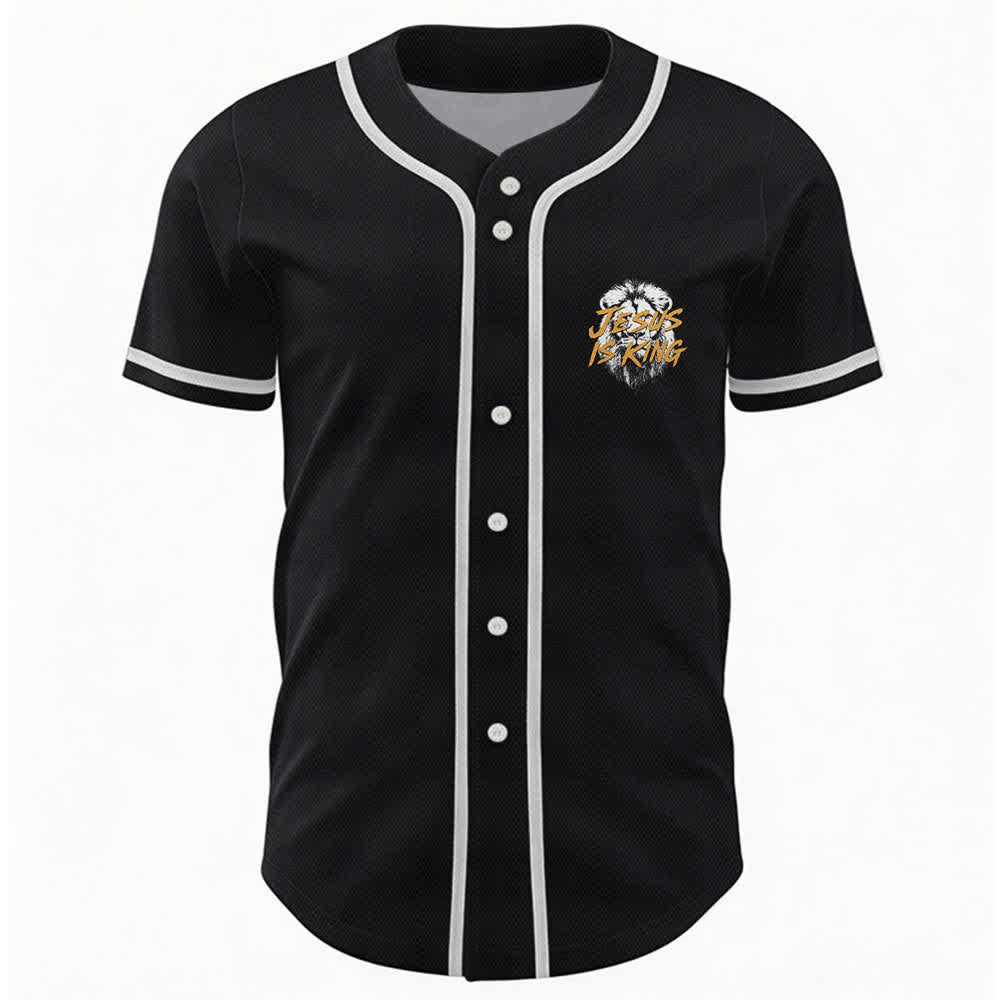 Christianartworkshop Jesus Is King Lion Graphic Baseball Jersey - image 16