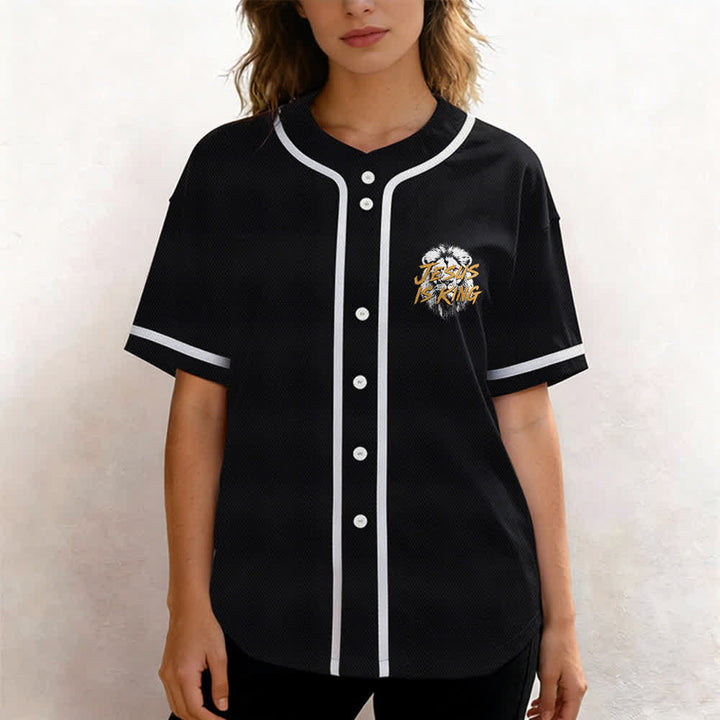 Christianartworkshop Jesus Is King Lion Graphic Baseball Jersey - image 18