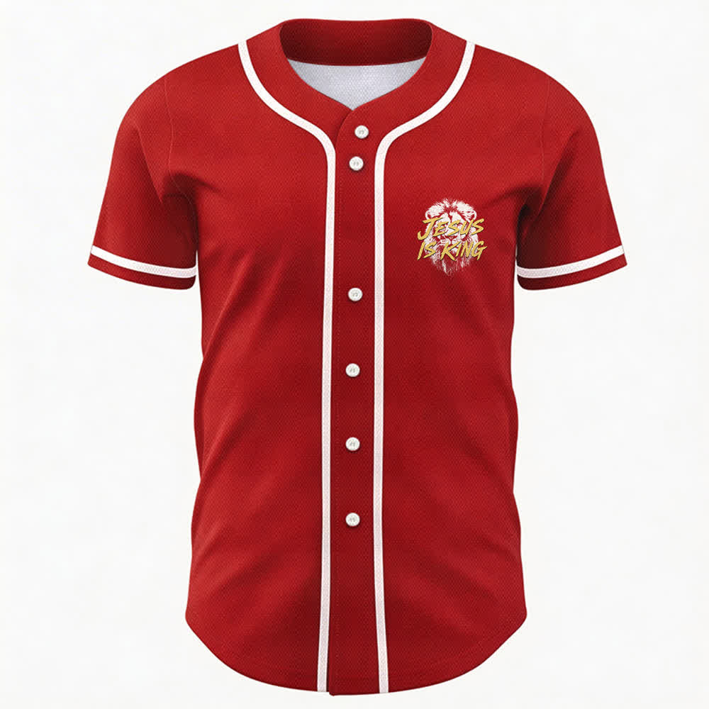 Christianartworkshop Jesus Is King Lion Graphic Mesh Baseball Jersey - image 23