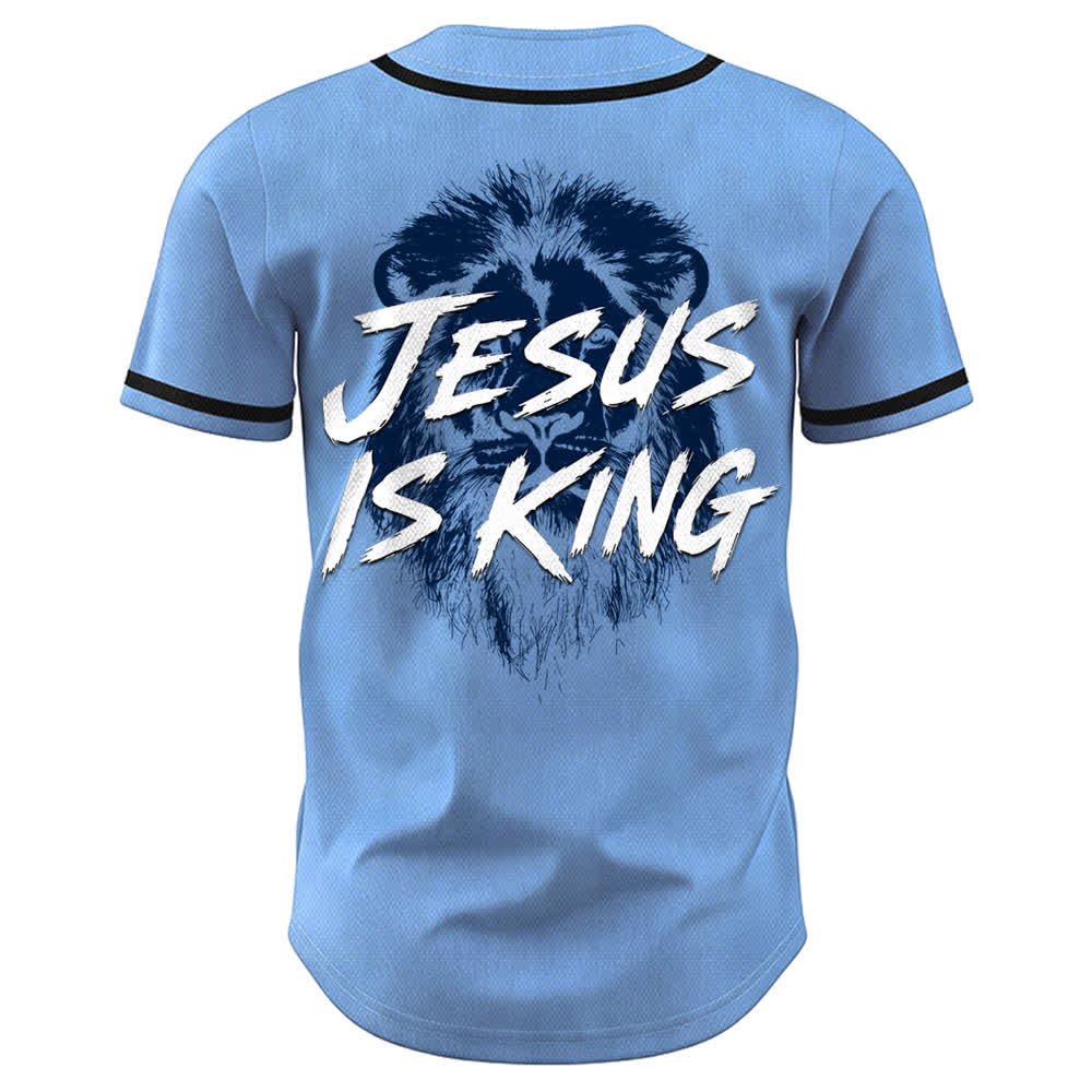 Christianartworkshop Jesus Is King Lion Graphic Baseball Jersey - image 36