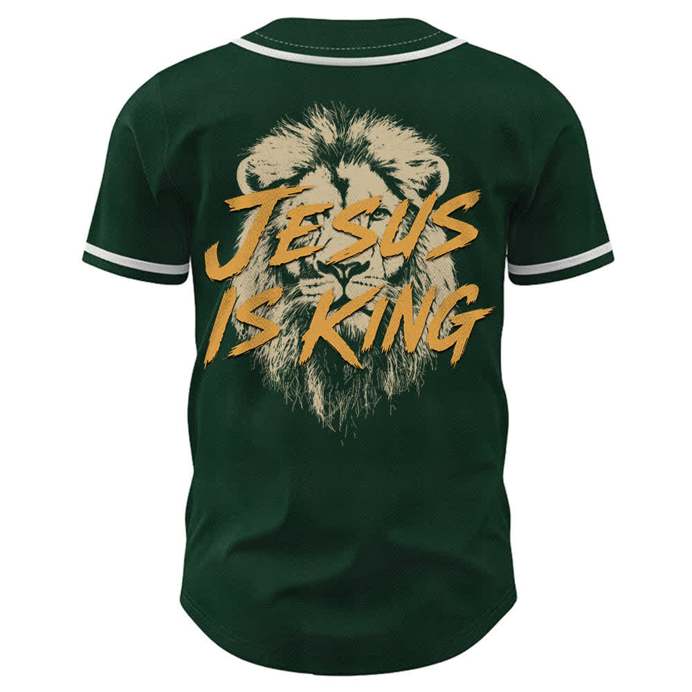 Christianartworkshop Jesus Is King Lion Graphic Baseball Jersey - image 43