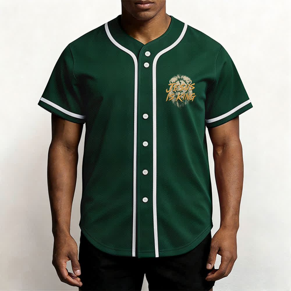 Christianartworkshop Jesus Is King Lion Graphic Baseball Jersey - image 48