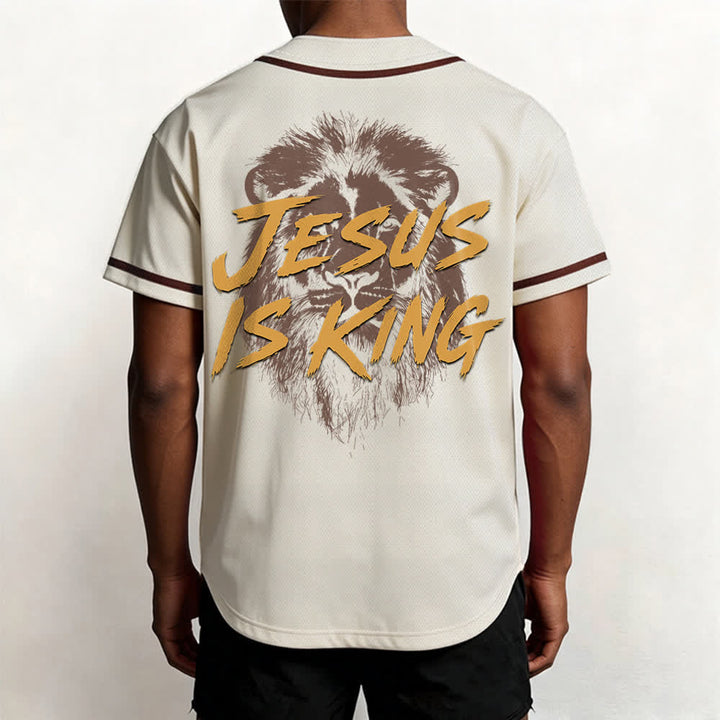 Christianartworkshop Jesus Is King Lion Graphic Baseball Jersey - image 54